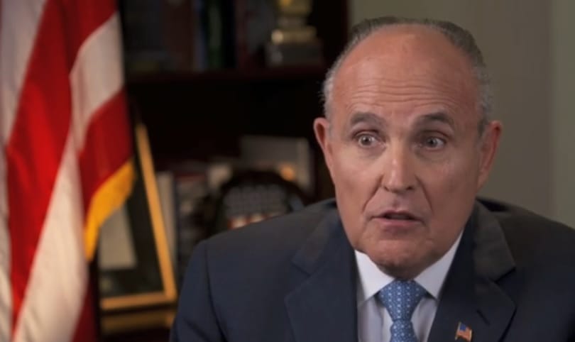 Picture of Rudy Giuliani talking about the Noriega case.